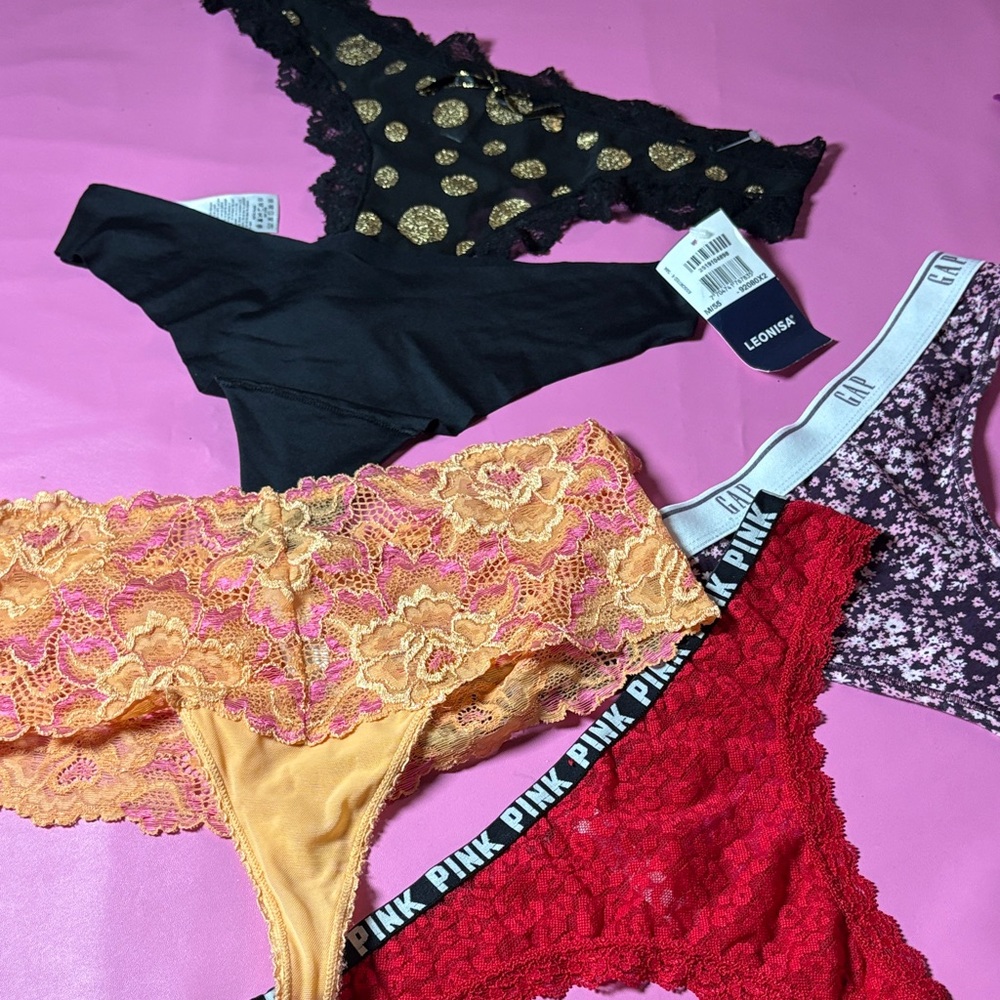 Leonie Women's Lace Panties Set - Black, Gold, Red, Pink